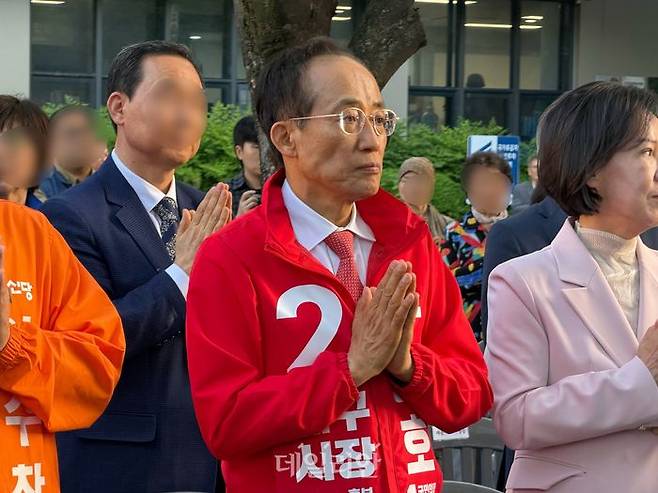 추 후보는 인사말에서 "부처님 오신 날을 진심으로 축하드린다"며 "수성구의 발전이 대구의 발전이고, 대구의 발전이 대한민국의 발전"이라고 했다. ⓒ 데일리안 김수현 기자