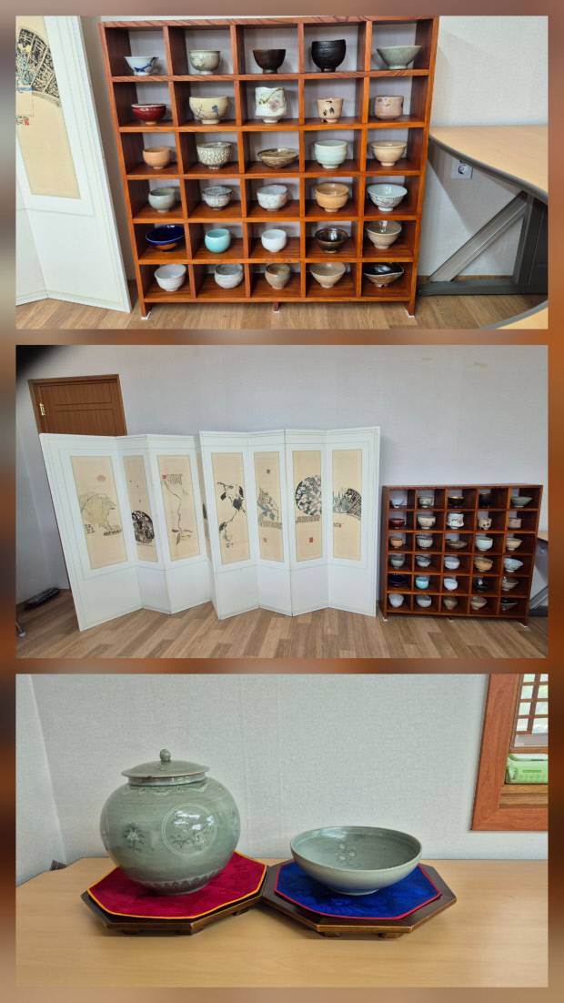 기증한 다완,병풍,물항아리,퇴수기 구미청다례원 제공