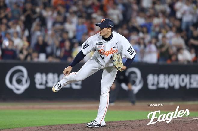 한화 박준영(2003년생)이 19일 대전 한화생명 볼파크에서 열린 2026 KBO리그 정규시즌 롯데전에서 역투하고 있다. 사진 | 한화 이글스