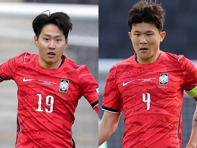 축구국가대표팀 이강인(왼쪽)과 김민재가 트란스퍼마르크트 기준 북중미월드컵 A조 선수들 중 시장가치 1, 2위에 올랐다. 사진제공|대한축구협회