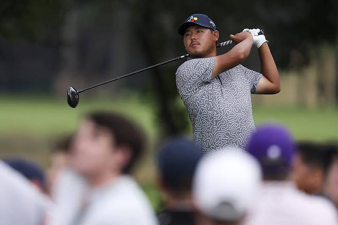김시우가 더 CJ컵 바이런넬슨 1라운드 9번홀에서 티샷을 하고 있다. (사진=Getty Images for The CJ Cup)