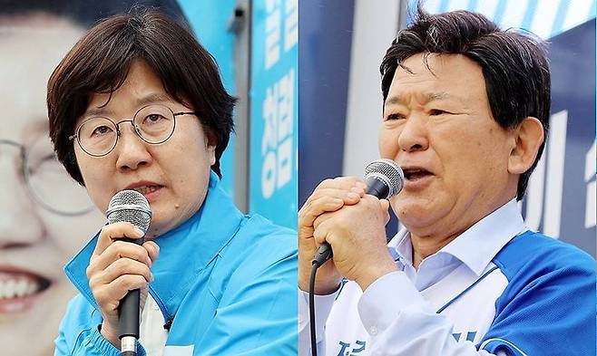 제주도교육감 선거에 출마한 고의숙 후보와 김광수 후보. 고의숙 후보 선거캠프는 22일 특정 태양광 업체의 제주도교육청 납품사업 개입 의혹과 관련해 김 후보의 사퇴를 촉구하고 법적 대응 방침을 밝혔다. 사진=각 후보 캠프 제공