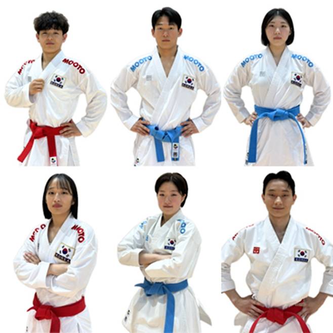 ▲ (왼쪽 위부터 시계 방향) 박건호, 안광민, 안정은, 황태연, 최하은, 양예원 ⓒ대한가라테연맹.