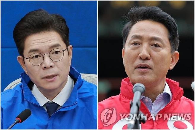서울시장에 출마한 정원오(왼쪽)·오세훈 후보. 사진=연합뉴스