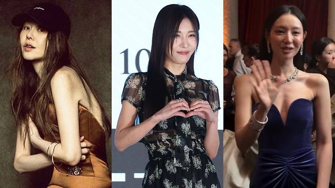 여배우들이 급격하게 마른 모습으로 나타나면서 '뼈말라 인증' 열풍이 불고 있다. /온라인 커뮤니티, 스포츠조선