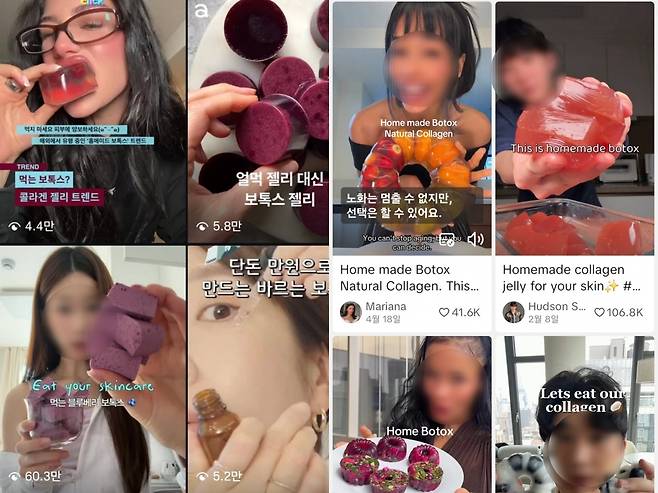 천연 위고비 외에도 최근 SNS에서는 블루베리·석류 등 과일에 콜라겐 파우더와 젤라틴을 섞어 만든 '홈메이드 보톡스' 레시피가 유행 중이다. /사진=인스타그램·틱톡 갈무리