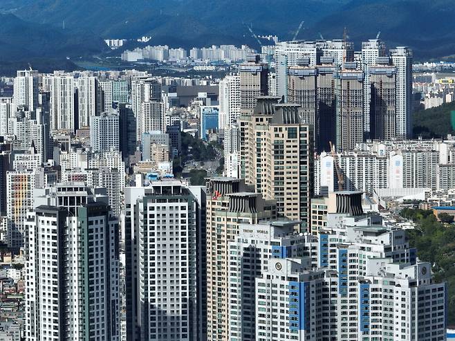 대구 수성구 법이산에서 바라본 수성구 지역 아파트. <영남일보 DB>