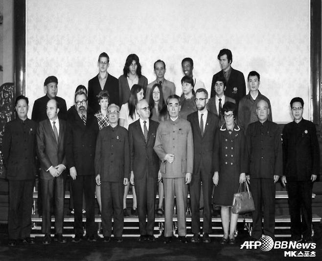 1971년 4월 10일 미국 탁구 선수단이 중국을 방문해 남긴 사진. 중화인민공화국이 수립된 이후 중국을 공식 방문한 최초의 미국 대표단이었다. 사진=AFPBBNews=News1