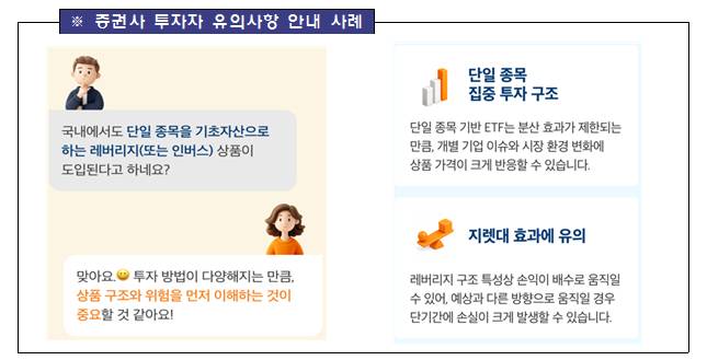증권사 투자자 유의사항 안내 사례 /사진=금융위원회