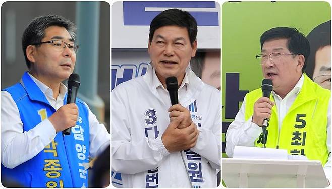전남 담양군수 후보들. 왼쪽부터 더불어민주당 박종원, 조국혁신당 정철원, 무소속 최화삼 후보. (사진=각 캠프 제공) *재판매 및 DB 금지
