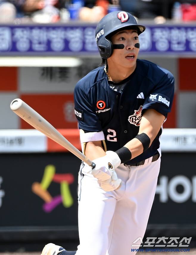 24일 대전 한화생명 볼파크에서 열린 두산과 한화의 경기. 타격을 하는 두산 김민석. 대전=허상욱 기자wook@sportschosun.com/2026.05.24/
