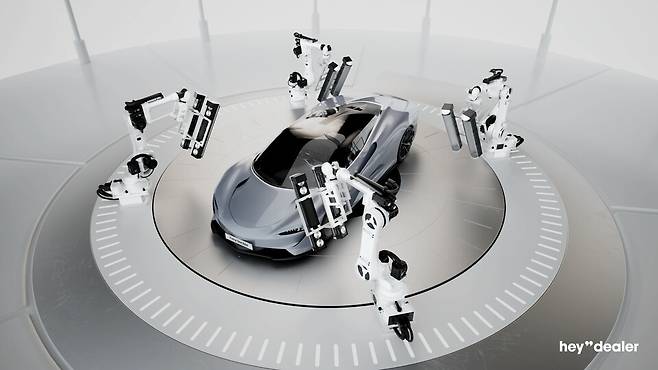 인공지능(AI) 차량 진단 기술 특허 기반 차량 수리 흔적을 이미지 형태로 보여주는 열화상 AI 진단 시스템 '헤이딜러 eye'의 이미지./헤이딜러
