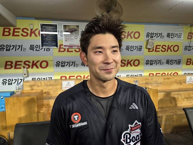 두산 강승호가 29일 대구삼성라이온즈파크에서 열린 2026 KBO리그 정규시즌 삼성전 승리 후 인터뷰에 나섰다. 대구 | 김동영 기자 raining99@sportsseoul.com
