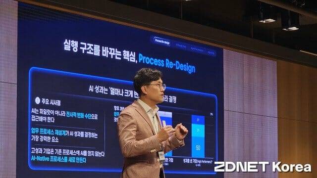 삼성SDS 'AX 서밋'에 참석한 신계영 삼성SDS AI사업팀 부사장 (사진=지디넷코리아)