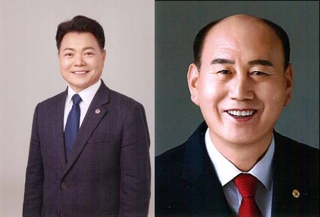 왼족부터 동두천시장 선거에 출마한 더불어민주당 이인규 후보, 국민의힘 박형덕 후보. 중앙선거관리위원회 제공