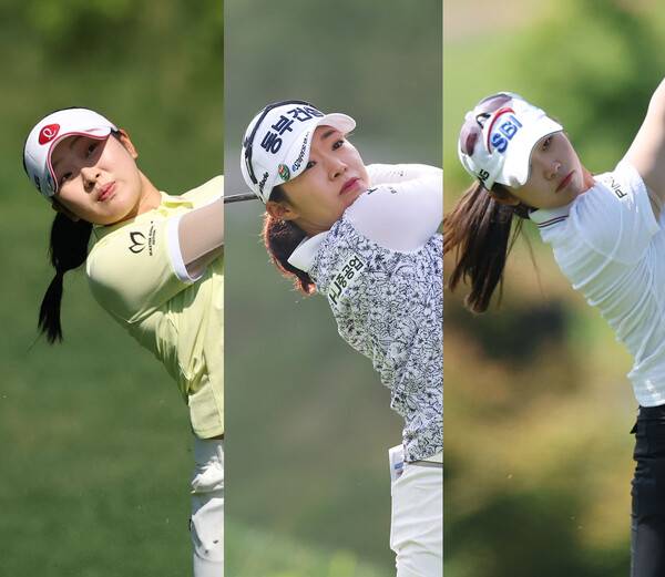 2026년 한국여자프로골프(KLPGA) 투어 Sh수협은행·MBN 여자오픈 우승 경쟁에 뛰어든 유현조, 김수지, 김지윤2 프로. 사진제공=KLPGA (사진을 무단으로 사용하지 마십시오.)