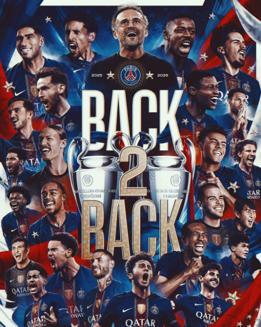 이강인 포함 2025-2026시즌 유럽축구연맹(UEFA) 챔피언스리그(UCL) 우승을 차지한 파리 생제르맹. PSG 공식 채널