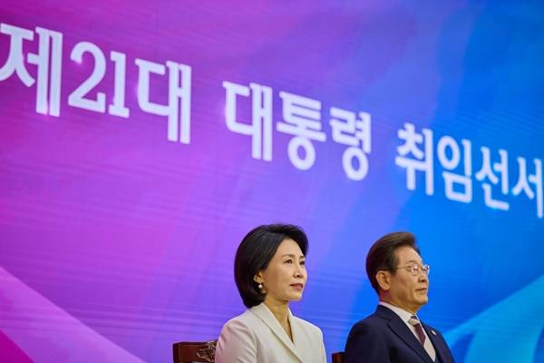 ▲ 지난해 6월4일 국회에서 열린 대통령 취임식이 참석한 이재명 대통령과 김혜경 여사. 사진=청와대