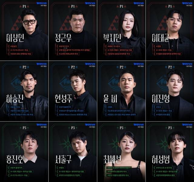 웨이브 오리지널 예능 '피의 게임X' 제작진이 1차 라인업을 공개했다. /웨이브