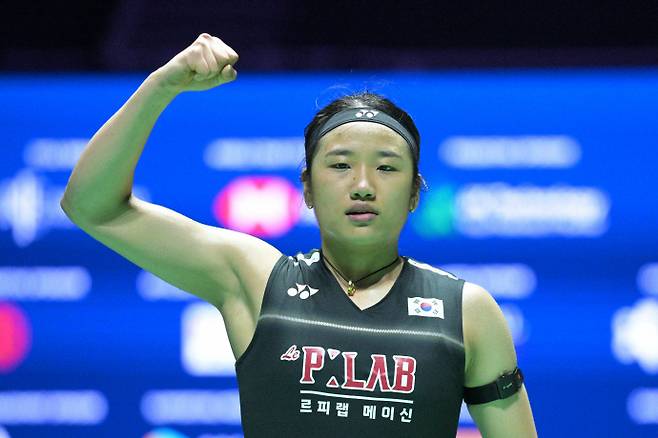지난달 열린 '2026 세계배드민턴연맹(BWF) 월드 투어 싱가포르 오픈(슈퍼 750)' 여자 단식 준결승에 출전하 안세영. /신화=뉴시스