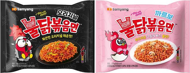 페포 캐릭터가 적용된 불닭볶음면 제품.(사진제공=삼양식품)