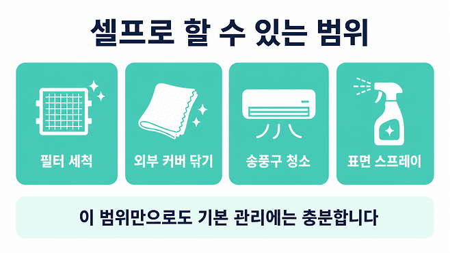 에어컨 셀프 청소로 할 수 있는 범위 4가지