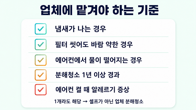 에어컨 업체 분해청소가 필요한 5가지 기준