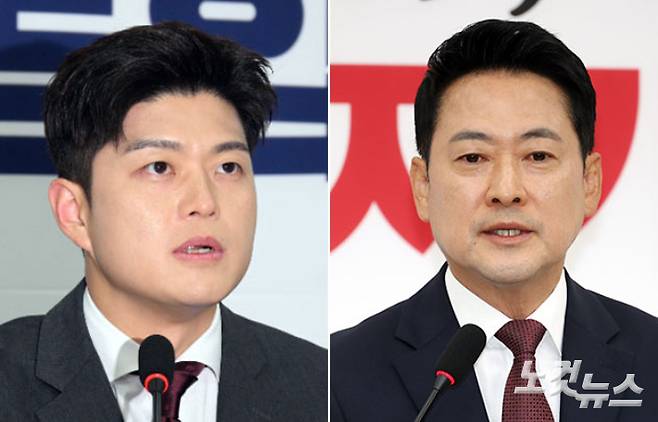 김용태 국민의힘 전 비상대책위원장(왼쪽)과 장동혁 국민의힘 대표. 윤창원 기자