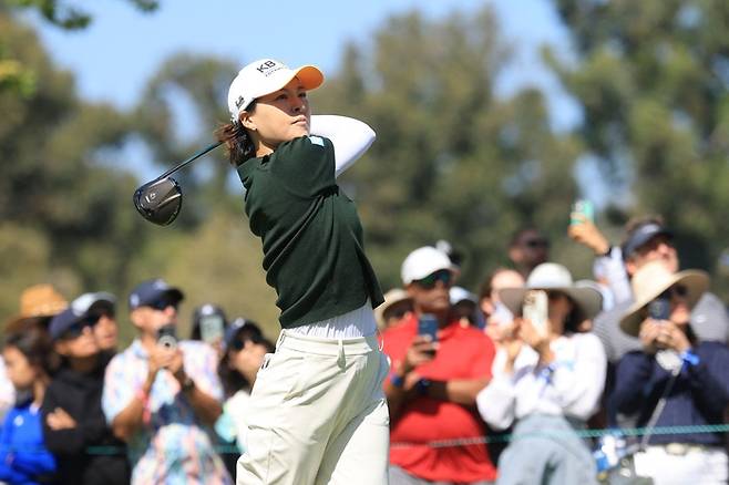 전인지가 8일 열린 LPGA 투어 US여자오픈 최종 4라운드에서 티샷을 하고 있다. 사진 | AFP=연합뉴스