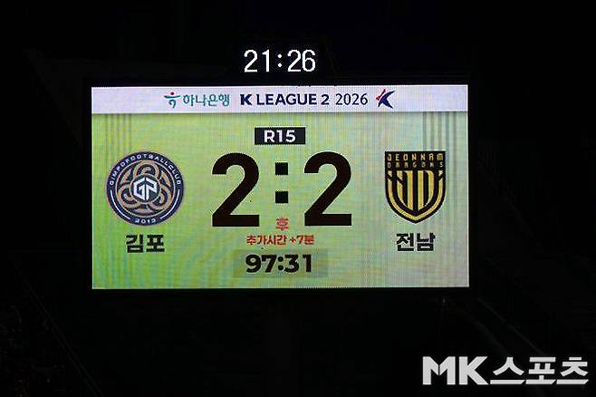 김포 FC는 올 시즌 K리그2 홈 개막전에서 전남 드래곤즈와 2-2 무승부를 기록했다. 사진=이근승 기자