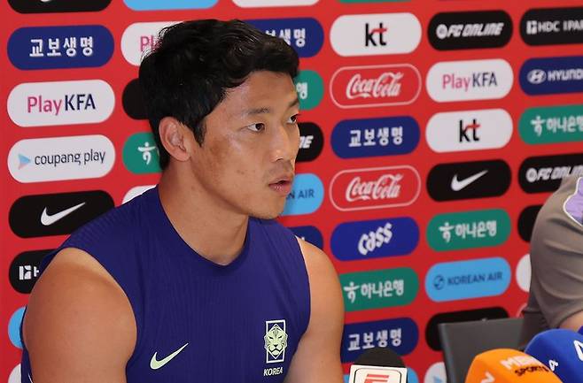 2026 북중미 월드컵에 출전하는 대한민국 축구 국가대표팀 황희찬이 8일(현지시간) 멕시코 과달라하라 인근 사포판에 위치한 치바스 바예 베르데에서 인터뷰를 하고 있다. 2026.6.9 ⓒ 뉴스1 임세영 기자 /사진=뉴스1