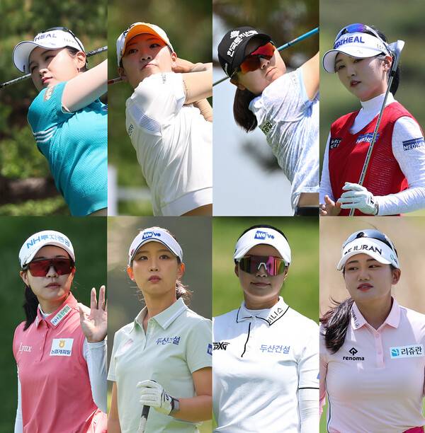 2026년 대한골프협회(KGA) 주관의 메르세데스-벤츠 제40회 한국여자오픈골프선수권대회에 출전하는 한국여자프로골프(KLPGA) 투어 멤버 박현경, 방신실, 홍정민, 이예원, 박민지, 이율린, 임희정, 노승희 프로. 사진제공=KLPGA (사진을 무단으로 사용하지 마십시오.)