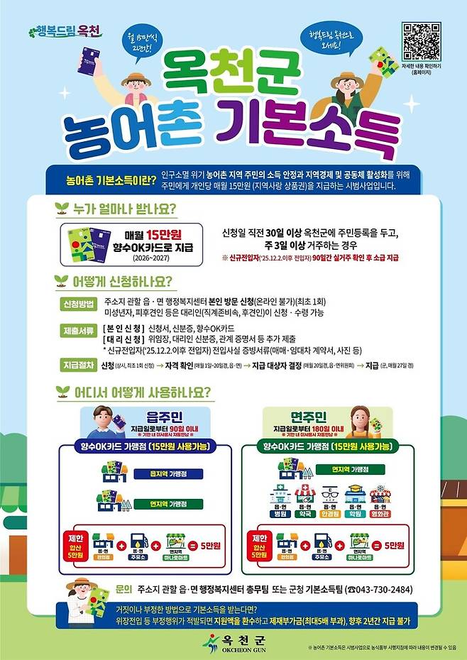 옥천군 농어촌기본소득 지급 안내. 옥천군 제공