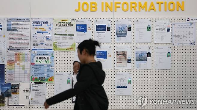 청년·지역인재 뽑는 기업에 보조금·금리 우대…재정지원 개편 (서울=연합뉴스) 서대연 기자 = 지난달 13일 서울 시내 한 대학교 일자리플러스센터 채용 게시판. 2026.5.13 dwise@yna.co.kr