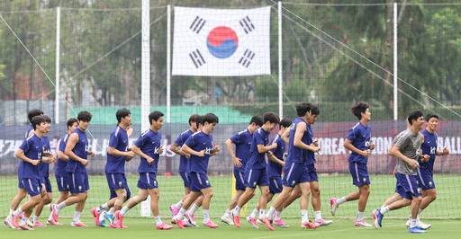 한국 축구대표팀 훈련 모습. 뉴스1