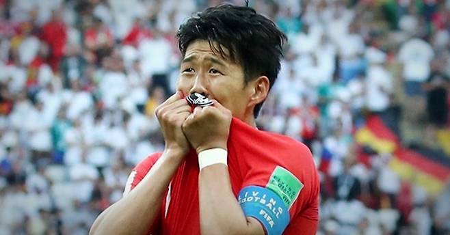 2018 러시아 월드컵 독일전에서 눈물을 쏟은 손흥민. 연합뉴스