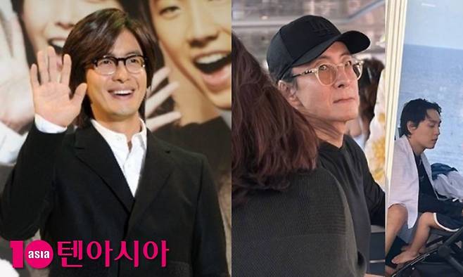 배용준이 디즈니 크루즈에서 포착됐다는 후기가 전해졌다. / 사진=텐아시아DB, SNS 갈무리
