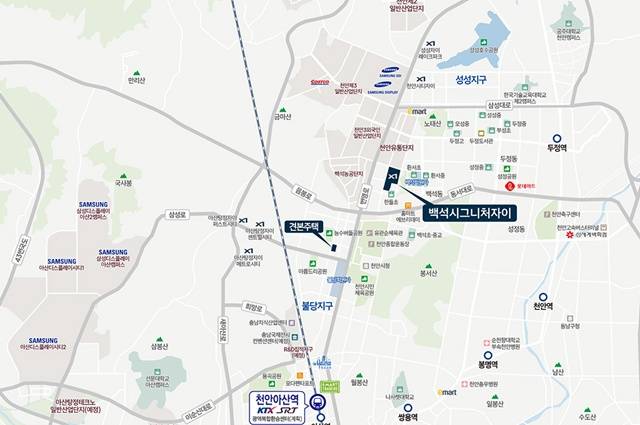 백석시그니처자이는 삼성 산업벨트, 불당지구와 가깝다. /GS건설