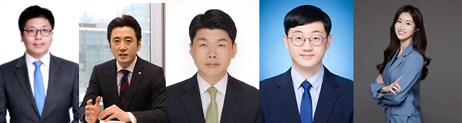 (왼쪽부터) 김대준 한국투자증권 연구위원, 이경민 대신증권 연구원, 신승진 삼성증권 투자정보팀장, 정상휘 교보증권 책임연구원, 정나영 우리투자증권 연구원.(사진=각 사)