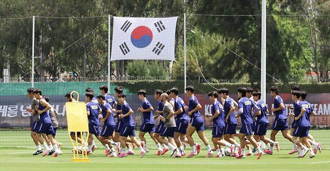 축구 대표팀은 16일(이하 한국시간) 멕시코 과달라하라 인근 사포판의 치바스 베르데 바예에서 멕시코전을 대비한 훈련을 진행했다. 사진=연합뉴스
