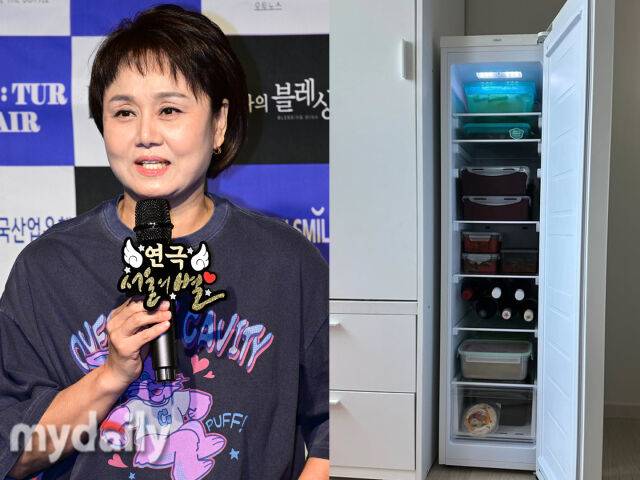 이경실이 며느리에게 김치냉장고를 선물해 화제다. / (왼쪽) 마이데일리, (오른쪽) 이경실 소셜미디어