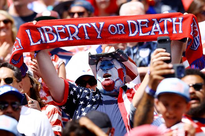 Soccer Football - FIFA World Cup 2026 - Group D - United States v Australia - Seattle Stadium, Seattle, Washington, U.S. - June 19, 2026 A United States fan inside the stadium before the match REUTERS/Albert Gea