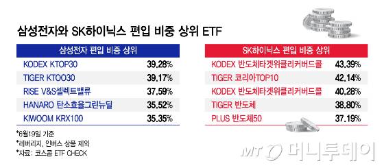 삼성전자와 SK하이닉스 편입 비중 상위 ETF/그래픽=김지영