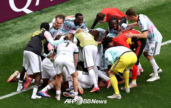 벨기에 축구대표팀 선수들이 2일 미국 시애틀 스타디움에서 열린 세네갈과의 2026 FIFA 북중미 월드컵 32강전 득점 이후 기뻐하고 있다. /AFPBBNews=뉴스1