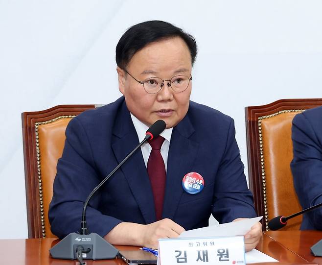 김재원 국민의힘 최고위원이 지난 2일 국회에서 열린 최고위원회의에서 발언하고 있다./ 사진=연합뉴스