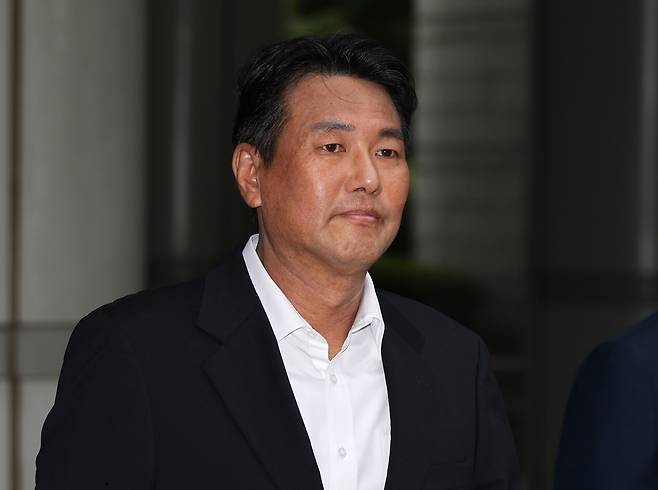 내란중요임무종사 및 직권남용권리행사방해 혐의를 받는 김태효 전 국가안보실 1차장이 7월 10일 서초구 서울중앙지법에서 열린 구속 전 피의자 심문(영장심사)에 출석하고 있다. 연합뉴스