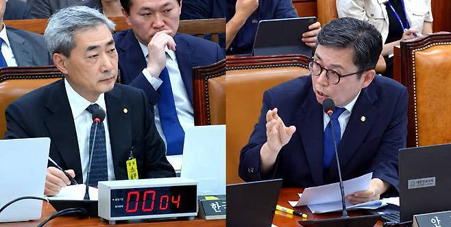 신현송 한국은행 총재가 지난 9일 오전 재정경제기획위원회 업무보고에서 안도걸 더불어민주당 의원(오른쪽)의 질의를 경청하고 있다. (사진=국회 인터넷 의사중계시스템)