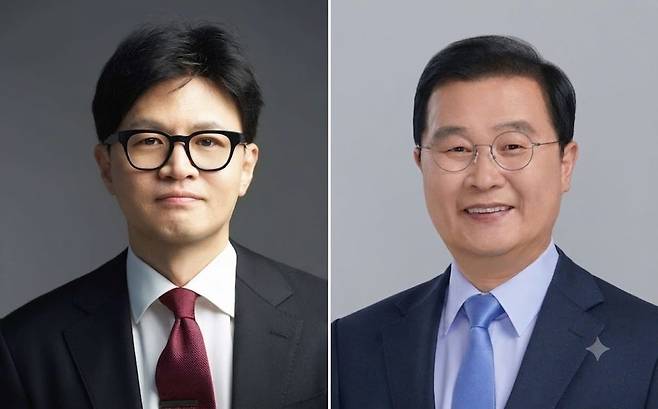 무소속 한동훈 의원과 민주당 이건태 의원/조선DB