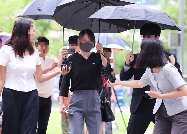 21일 올림픽공원 핸드볼경기장 개표소 현장에서 체육단체 관계자들의 출입을 막은 올다르크(올림픽공원+잔 다르크)가 서울동부지법 구속 전 피의자 심문(영장실질심사)에 출석하고 있는 모습./사진=뉴스1.