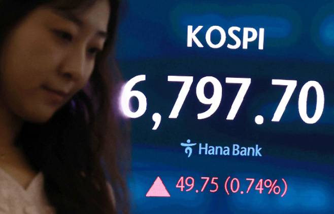 22일 서울 중구 하나은행 본점 딜링룸 모습. 연합뉴스
